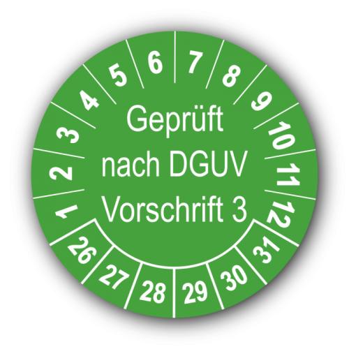 Geprüft nach DGUV Vorschrift 3, grün