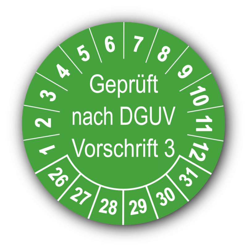 Geprüft nach DGUV Vorschrift 3, grün