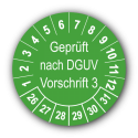 Geprüft nach DGUV Vorschrift 3, grün