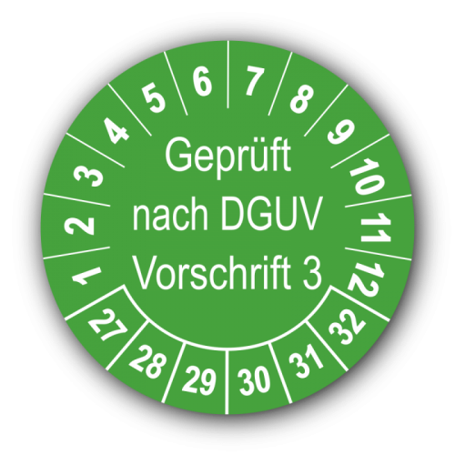 Geprüft nach DGUV Vorschrift 3, grün