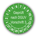Geprüft nach DGUV Vorschrift 3, grün