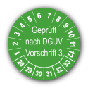 Geprüft nach DGUV Vorschrift 3, grün