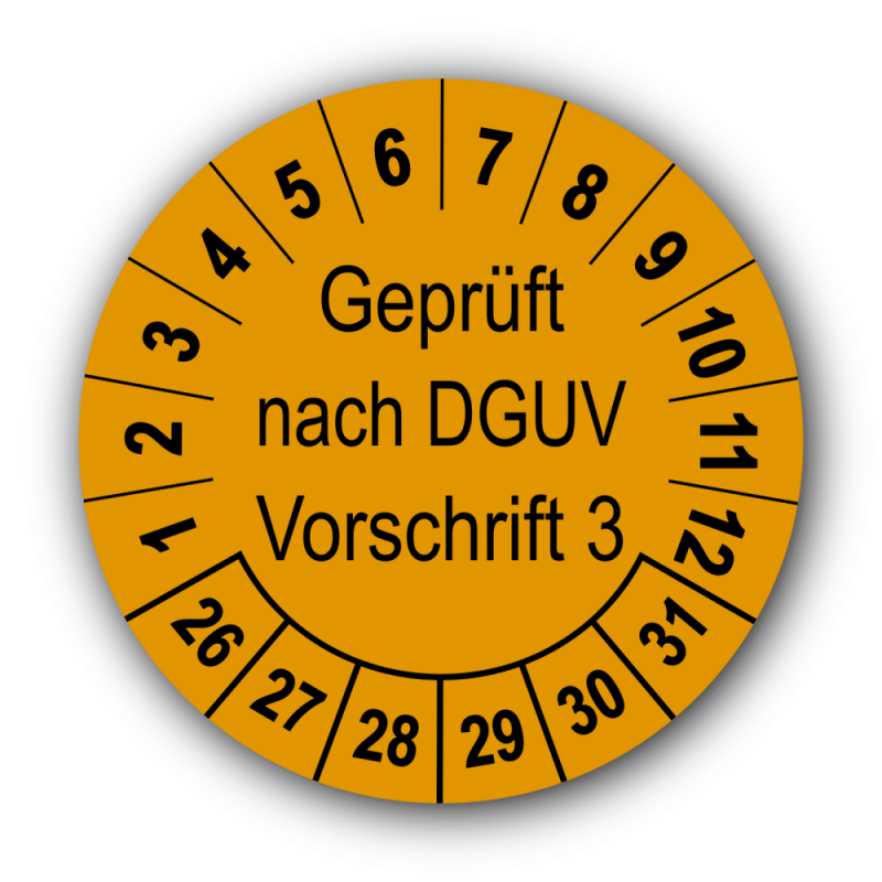 Geprüft nach DGUV Vorschrift 3, orange