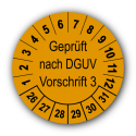 Geprüft nach DGUV Vorschrift 3, orange
