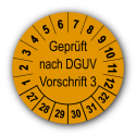 Geprüft nach DGUV Vorschrift 3, orange