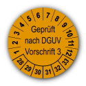 Geprüft nach DGUV Vorschrift 3, orange