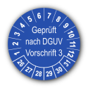 Geprüft nach DGUV Vorschrift 3, blau