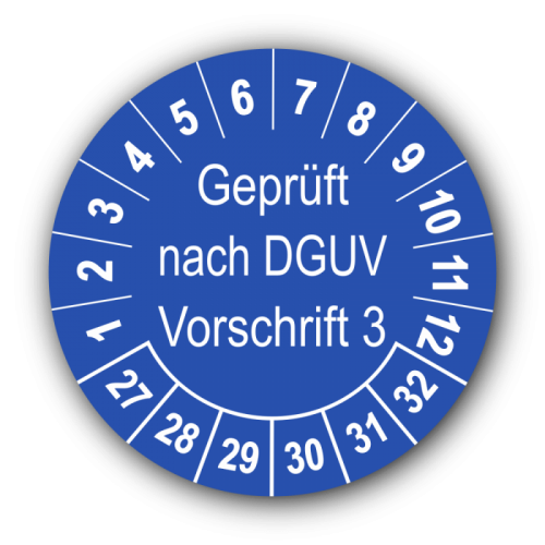 Geprüft nach DGUV Vorschrift 3, blau