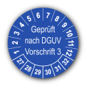 Geprüft nach DGUV Vorschrift 3, blau