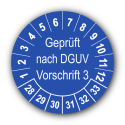 Geprüft nach DGUV Vorschrift 3, blau