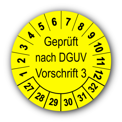 Geprüft nach DGUV Vorschrift 3, gelb