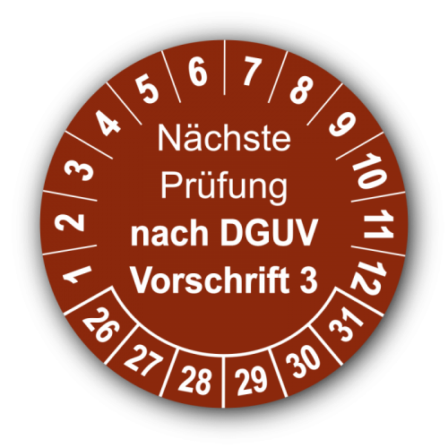 Nächste Prüfung nach DGUV Vorschrift 3, braun