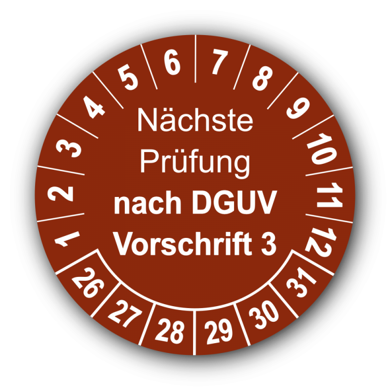 Nächste Prüfung nach DGUV Vorschrift 3, braun