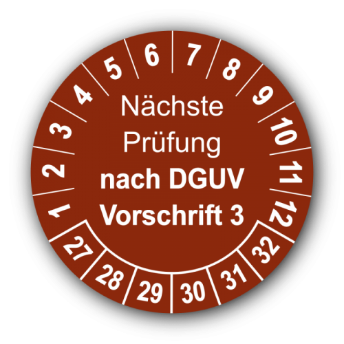 Nächste Prüfung nach DGUV Vorschrift 3, braun