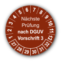 Nächste Prüfung nach DGUV Vorschrift 3, braun