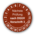 Nächste Prüfung nach DGUV Vorschrift 3, braun