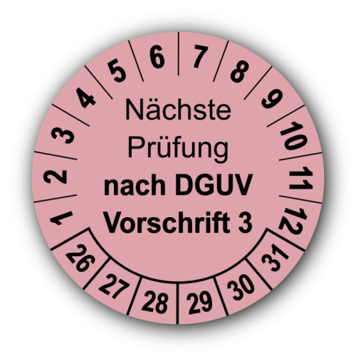 Nächste Prüfung nach DGUV Vorschrift 3, rosa