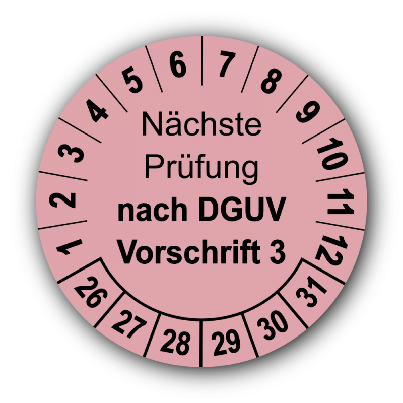 Nächste Prüfung nach DGUV Vorschrift 3, rosa