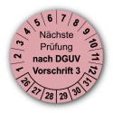 Nächste Prüfung nach DGUV Vorschrift 3, rosa