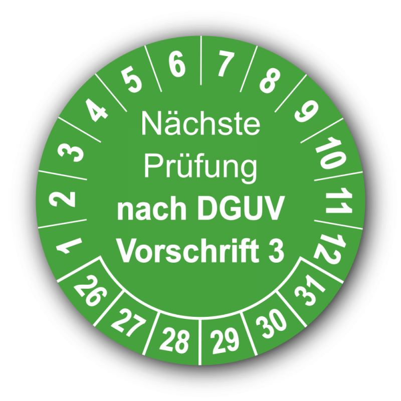 Nächste Prüfung nach DGUV Vorschrift 3, grün