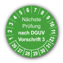 Nächste Prüfung nach DGUV Vorschrift 3, grün