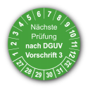 Nächste Prüfung nach DGUV Vorschrift 3, grün