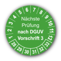 Nächste Prüfung nach DGUV Vorschrift 3, grün