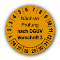 Nächste Prüfung nach DGUV Vorschrift 3, orange