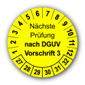 Nächste Prüfung nach DGUV Vorschrift 3, gelb