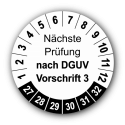 Nächste Prüfung nach DGUV Vorschrift 3, weiß