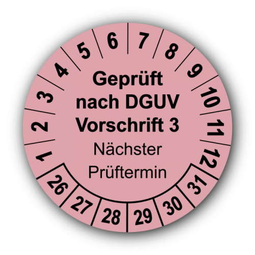 Geprüft nach DGUV Vorschrift 3 Nächster Prüftermin, rosa