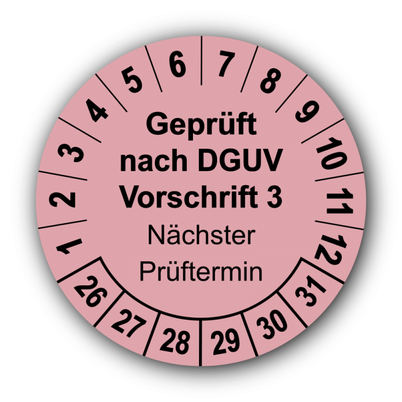 Geprüft nach DGUV Vorschrift 3 Nächster Prüftermin, rosa
