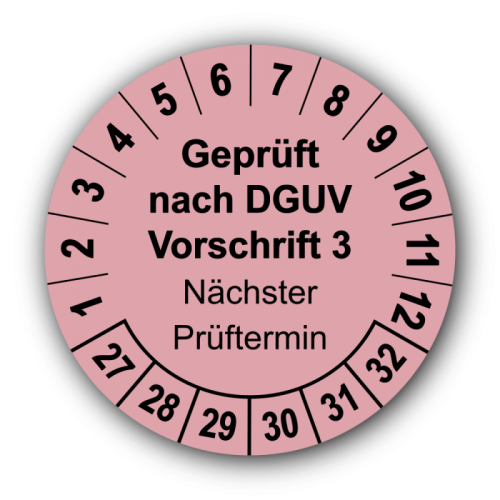 Geprüft nach DGUV Vorschrift 3 Nächster Prüftermin, rosa