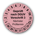 Geprüft nach DGUV Vorschrift 3 Nächster Prüftermin, rosa
