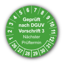 Geprüft nach DGUV Vorschrift 3 Nächster Prüftermin, grün