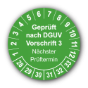 Geprüft nach DGUV Vorschrift 3 Nächster Prüftermin, grün