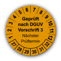 Geprüft nach DGUV Vorschrift 3 Nächster Prüftermin, orange