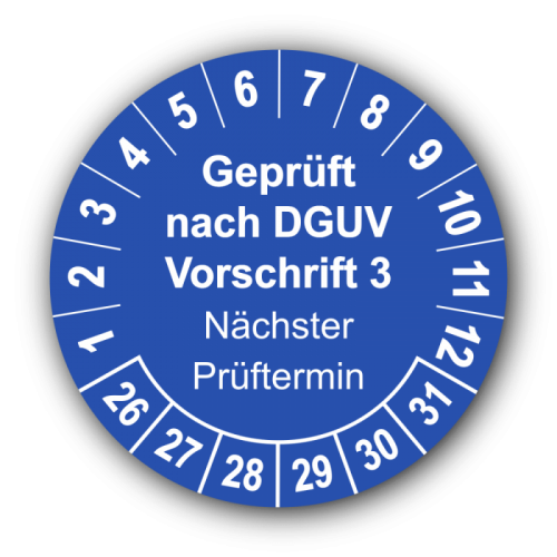 Geprüft nach DGUV Vorschrift 3 Nächster Prüftermin, blau