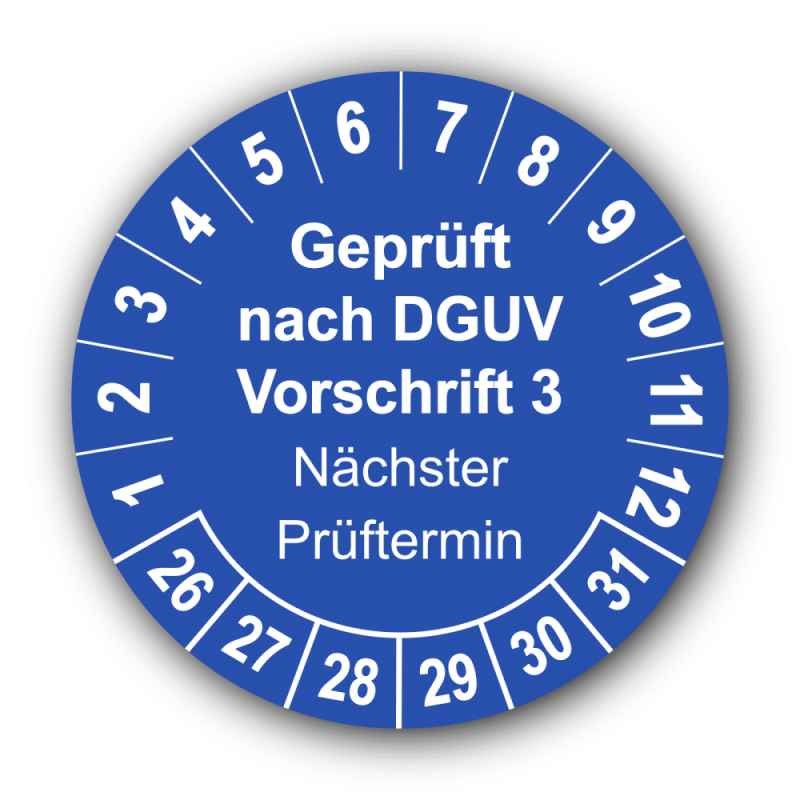 Geprüft nach DGUV Vorschrift 3 Nächster Prüftermin, blau