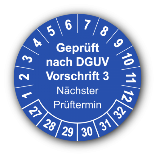 Geprüft nach DGUV Vorschrift 3 Nächster Prüftermin, blau