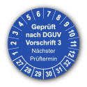 Geprüft nach DGUV Vorschrift 3 Nächster Prüftermin, blau