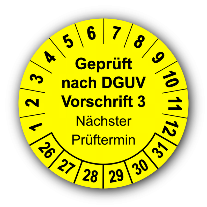 Geprüft nach DGUV Vorschrift 3 Nächster Prüftermin, gelb