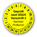 Geprüft nach DGUV Vorschrift 3 Nächster Prüftermin, gelb