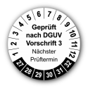 Geprüft nach DGUV Vorschrift 3 Nächster Prüftermin, weiß