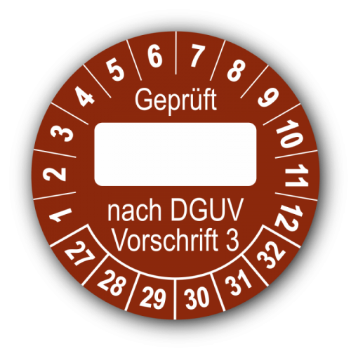 Geprüft … nach DGUV Vorschrift 3, braun (zum Selbstbeschriften)