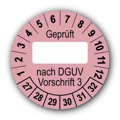 Geprüft … nach DGUV Vorschrift 3, rosa (zum Selbstbeschriften)