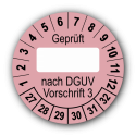 Geprüft … nach DGUV Vorschrift 3, rosa (zum Selbstbeschriften)