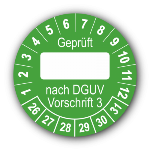 Geprüft … nach DGUV Vorschrift 3, grün (zum Selbstbeschriften)
