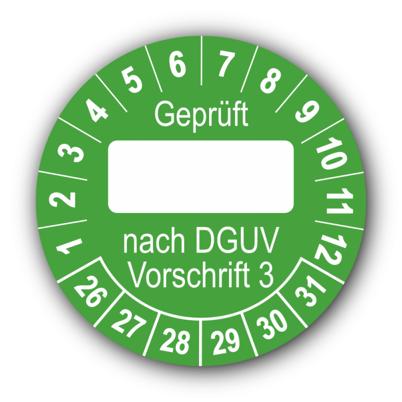 Geprüft … nach DGUV Vorschrift 3, grün (zum Selbstbeschriften)