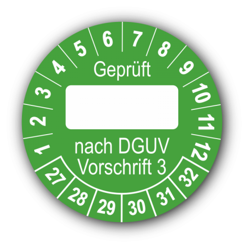 Geprüft … nach DGUV Vorschrift 3, grün (zum Selbstbeschriften)